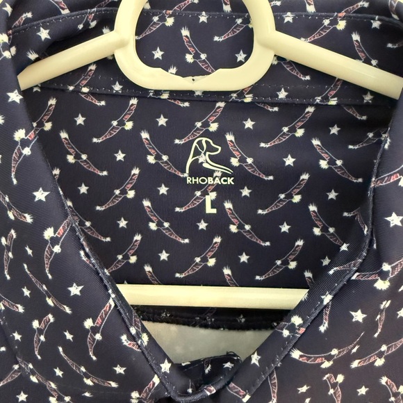 Rhoback Navy and White Patterned Polo - Picture 3 of 6